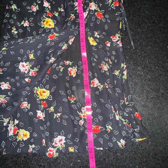 UEC Veronica Beard 100% SILK Black Midi Skirt with Floral Print SEXY SLIT SZ 4 - Picture 13 of 15